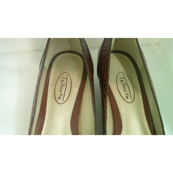 Talbots Women's Kitten Heel Reptile Brown Leather Pumps Pointed Toe 5 1/2 - Picture 5 of 7